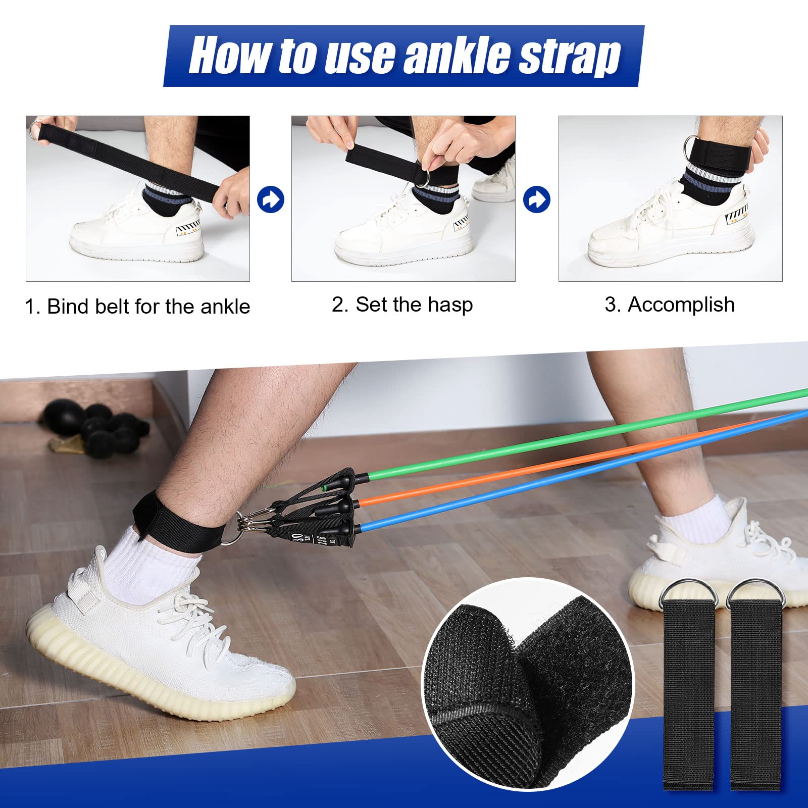 Resistance Bands Set, Himaly Exercise Bands Strength Training Fitness Bands Workout Elastic Bands with Legs Ankle Straps, Door Anchor, Handles & Carry Bag for Home Outdoor Workouts