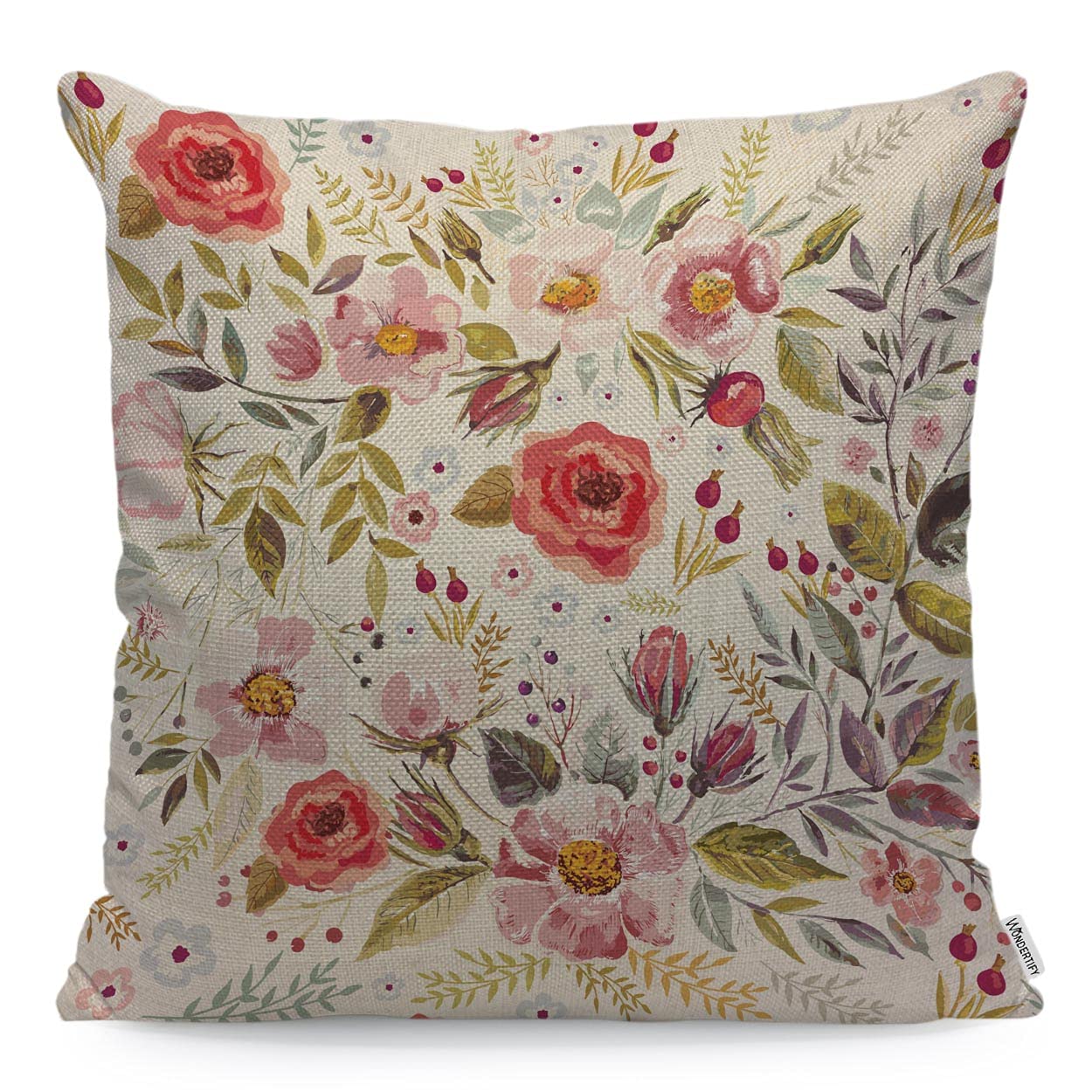 WONDERTIFY Flower Cushion Cover Luxurious Peony Flower Throw Pillow Covers Cushion Case For Couch Home Decor Yellow Red 45X45 Cm