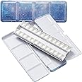 MEEDEN Empty Watercolor Paint Palette: Travel Water Color Palette Tin with 24 Half Pans - Portable Metal Palette Tin Box (Galaxy)