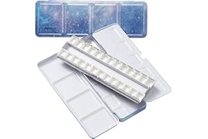 MEEDEN Empty Watercolor Paint Palette: Travel Water Color Palette Tin with 24 Half Pans - Portable Metal Palette Tin Box (Galaxy)
