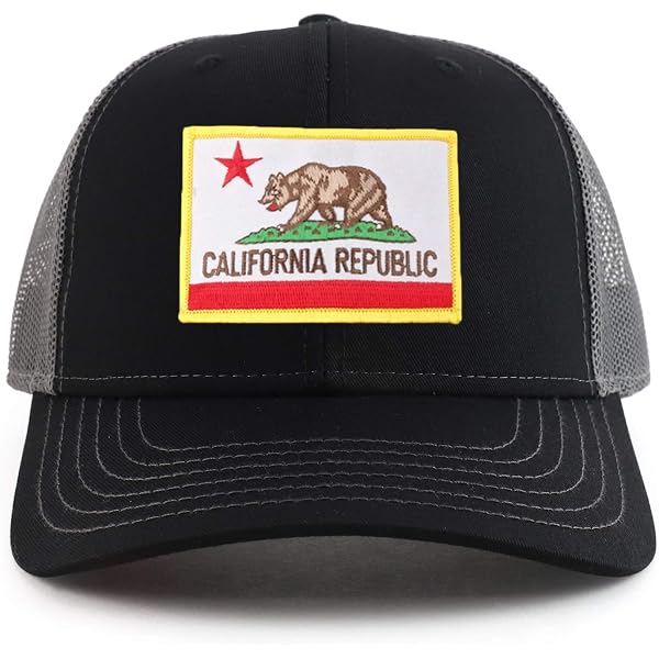 Custom California Republic State Flag Trucker Hat - White/Gold - 5-Panel Snapback Unisex Adult Hat - View #8