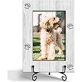 ZSHFMY Pet Picture Frame, Paw Print Photo Frame for Dog Cat, Gifts for Pet Lover Pet Owner Wooden Picture Frame, 4"x6" Photo Frame for Tabletop Display, Home Office Desk Decor Shelf Display/XK59