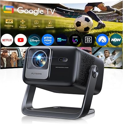 Proiettore 4K【Google TV, 1200 ANSI, 360° Rotazione, 30W HiFi】Videoproiettore HDR10 Auto Focus e 6D Keystone, WiFi Bluetooth, Proiettore Portatile Controllo Vocale, Projector Soffitto e Home Cinema