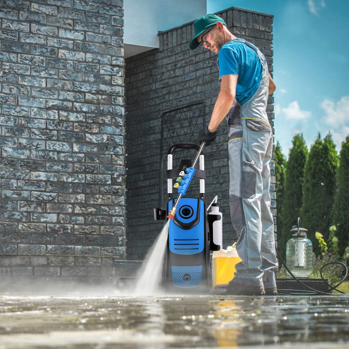 Suyncll Pressure Washer 3800PSI Max 2.8 GPM Electric Pressure Washer High Power Washer Machine Cleaner with Nozzles, Spray Gun, Detergent Tank For Cleaning Homes, Cars, Driveways, Patios(Blue) : Garden & Outdoor
