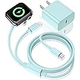 Apple Watch Charger,Upgraded 2-in-1 USB C Fast iWatch Charger [Apple MFi Certified] 6FT Magnetic Charging Cable with 15W Wall