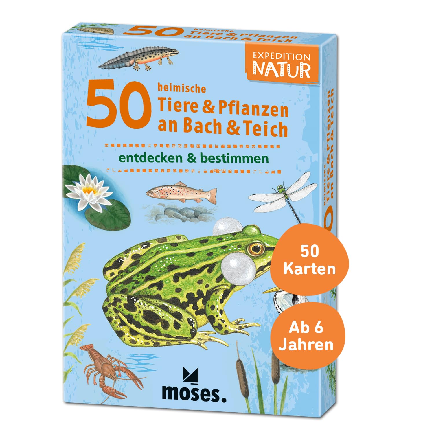 moses. Expedition Natur - 50 native animals and plants on stream and pond | determination cards in a set | with exciting quiz questions