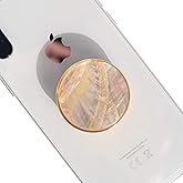 On The Grip Universal Phone Grip & Stand, Genuine Natural Gemstone/Seashell, Strong Adhesive Finger Holder, Collapsible Socket for iPhone, Samsung Galaxy, Kindle and Tablets (Crème)