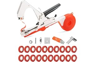 QTLCOHD Plant Tying Machine, Tie Up Plant Tying Tape Tool Machine with 20 Rolls of Tape and 10000Pcs Staples, Vegetable Tapener Tape Gun for Vine, Tomato, Plants (Red)