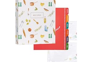 Jot & Mark 3 Ring Recipe Binder 8.5" x 9.5" | Full-Page with Clear Protective Sleeves and Color Printing Paper for Family Recipes (8.5" x 9.5" Recipe Binder, Kitchen Toolkit)