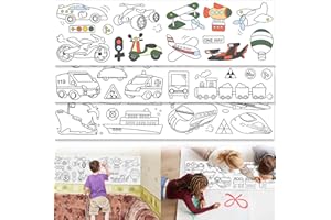 XEFINAL Children's Drawing Roll, 2024 New Coloring Paper Roll for Kids, 120 * 11.8 Inches DIY Painting Drawing Paper Roll, Sticky Drawing Paper Roll, Early Educational Toys for Kids (Vehicles)