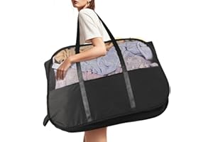 BEMKOO Collapsible Laundry Baskets with Easy Carry Handles, 95L Clothes Hamper for Storage, Foldable Laundry Basket Tear-proof, Large Pop Up Laundry Hampers for Laundry, Bedroom, Bathroom, Dorm Black