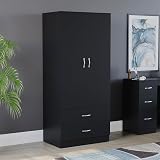 Vida Designs Riano 2 Door & 2 Drawer Wardrobe Black 170H x 76W x 53D