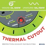Status 2 Socket Cable Reel 5m Green Extension Lead 13A Thermal Cut Out view 5