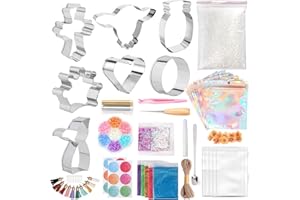 Aoibrloy 60PCS Freshie Making Kit, Car Freshies Starter Kit with Unscented Aroma Beads, Freshies Cutters, Mica Pigment, Bags, Rope and Accessories for Making Car Air Freshener