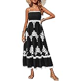 PRETTYGARDEN Women's Summer Maxi Dress 2026 Casual Boho Sleeveless Spaghetti Strap Smocked Tiered Long Beach Sundresses