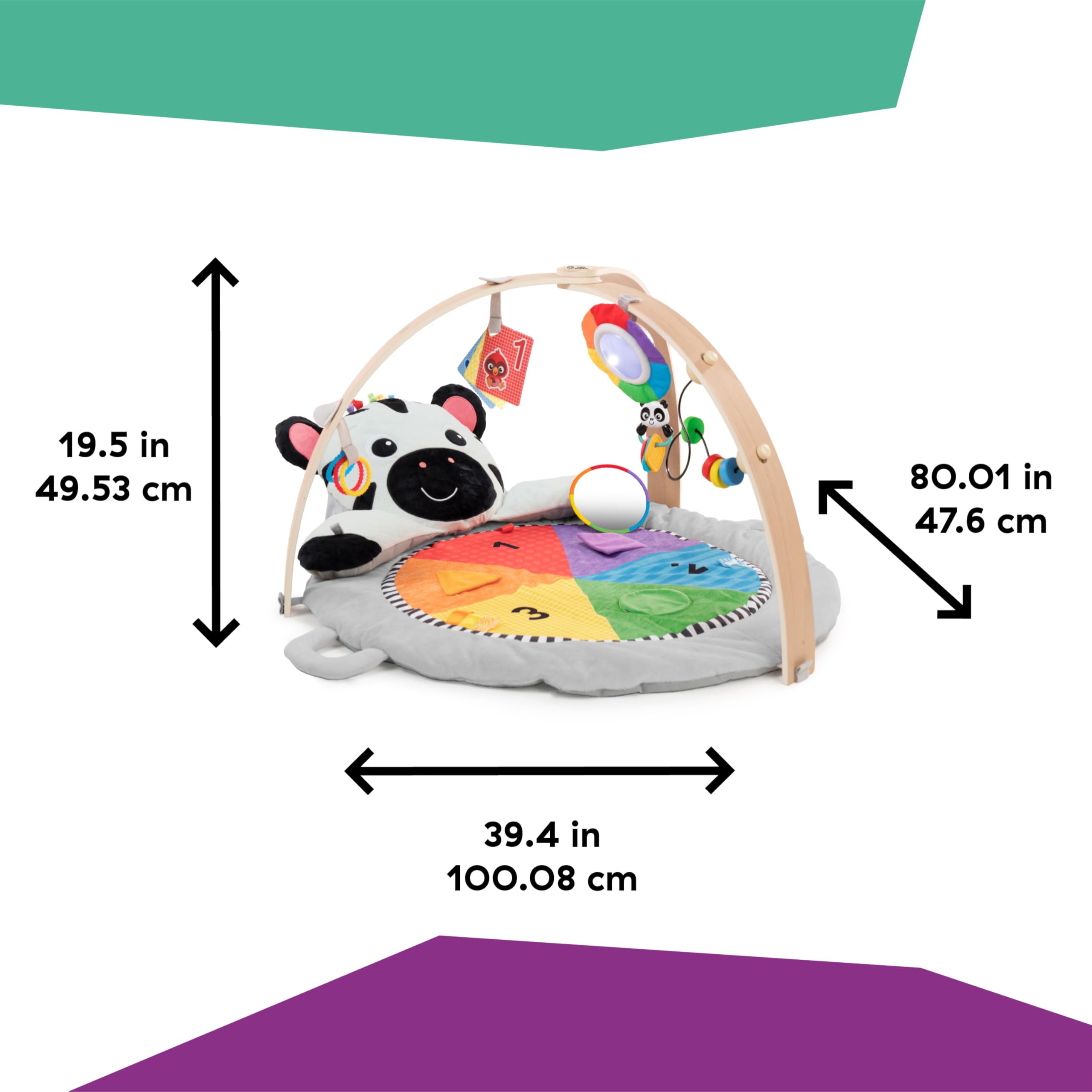 Baby Einstein Zen's Activity Milestones Plush Gym with Wooden Bar, for Infant to Toddler, 0-12 Months, Machine Washable