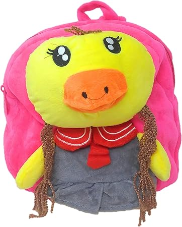 Oytra Magenta Fur Soft Bag for Kids 1-3 Years - Chick Plush Bag