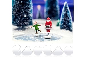 Sieral 6 Pieces Christmas Mirror Lake Landscaping Accessory Miniature 4 Inch Christmas Village Pond Curved Mini Ice Skating Rink Figurines Decoration for Holiday Christmas Village