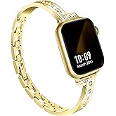 Newlibery Slim Gold Watch Bands Women Compatible with Apple Watch 38mm 40mm 41mm 42mm (S10/S11) Adjustable Jewelry Metal Dressy Femine Bracelet for iWatch Series 11/10/9/8/7/6/5/4/3/2/1/SE/Ultra