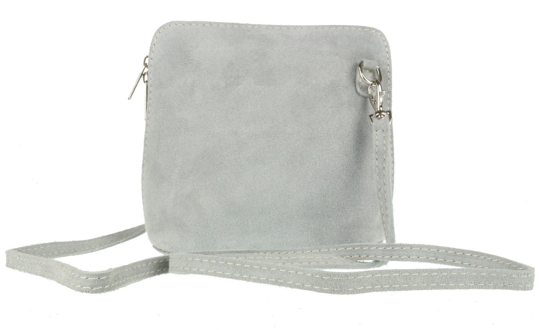 Girly Handbags Womens Genuine Suede Cross Body Shoulder Bag - Light Grey