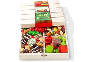 Christmas Gift Basket, Holiday Gourmet Treats- Variety Snack Crate- Candy Tray Food Assortment Idea- For Women, Men, Family 4 Section- Bonnie and Pop
