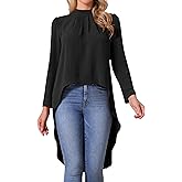Seta T Women's High Low Tops Long Sleeve Back Keyhole Round Neck Asymmetrical Hem Tops Dressy Casual Blouse