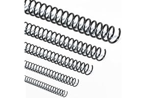 SIMPROFFICE 50 Pack Spiral Binding Coils 4:1 Pitch, Black Plastic Binding Coils Kit – 5 Sizes (1/4, 5/16, 3/8, 1/2, 3/4 Inch)