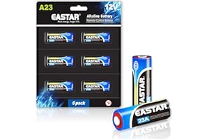 EASTAR BTS A23 12 Volt Battery - Alkaline A23 12V Batteries (6 Pack) for High-Powered Devices, Long Lasting 23A 12V Battery 55mAh for Ceiling Fan Remotes, Garage Doors Openers, Doorbells