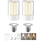 EZVALO E26 Rechargeable Light Bulb with Remote and Timer, Battery Backup Bulb for Sconces and Lamps, Magnetic Bulbs for Non-Hardwired Fixture, 3 Color Temperatures,Timer, Dimmable, 4000mAh, 2 Pack
