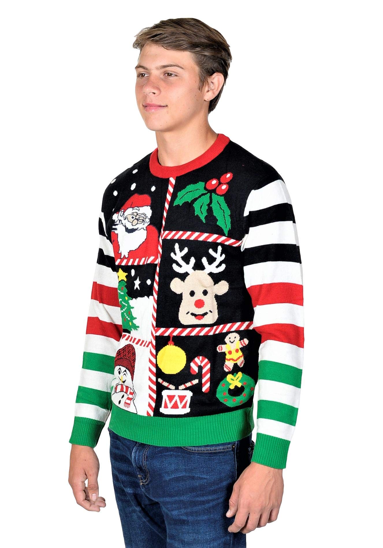 KESIS Santa Snowman Rein Deer Ugly Christmas Pullover Sweater XL Black - Image 7