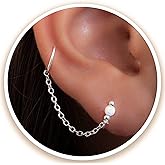 925 Sterling Silver Chain Hoop Earring 20 Gauge 8mm Handmade Dainty Ear Earrings Hoops Cuff Dangle Piercing Jewelry For Women Men