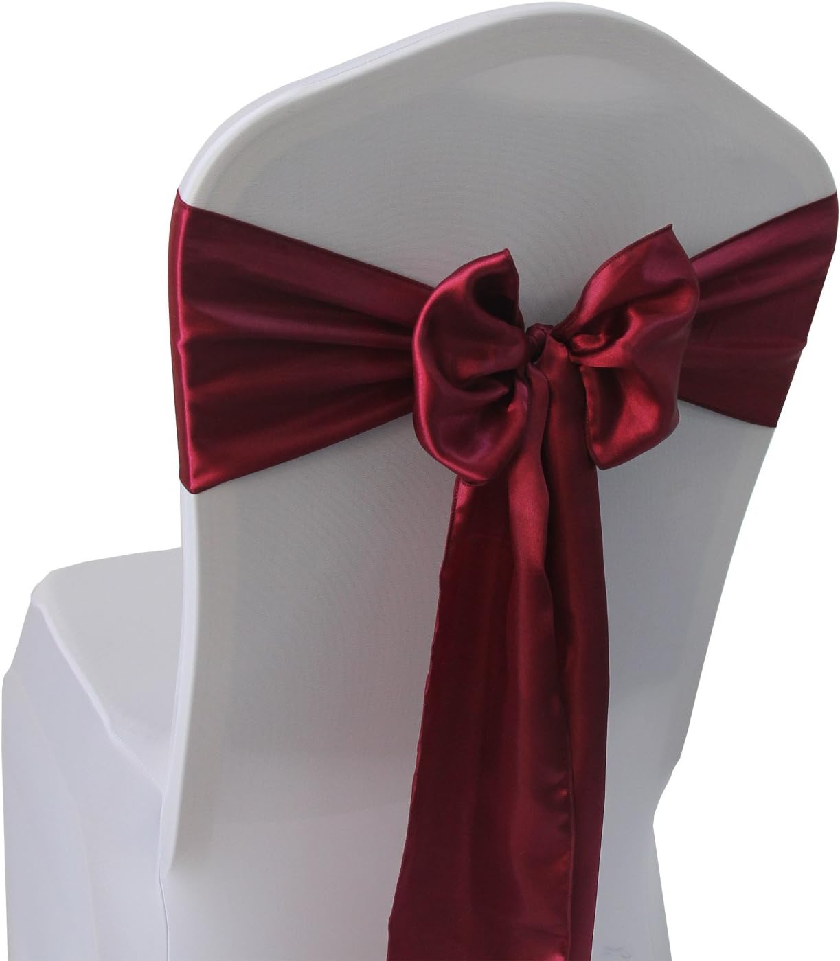 Burgundy Satin Chair Sashes Bows 