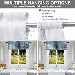 Batmerry Blue Abstract Grey Valance Curtains, Grey