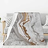 Oplp White Gray Marble Throw Blanket for Bed Sofa Couch Beautiful Fleece Blankets Lightweight Soft Cozy 50"x40"