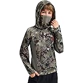 BASSDASH Youth UPF 50+ Camo Hunting Hoodie Shirt with Neck Gaiter Quick Dry Long Sleeve Hooded Tee for Fishing Hiking FS02Y