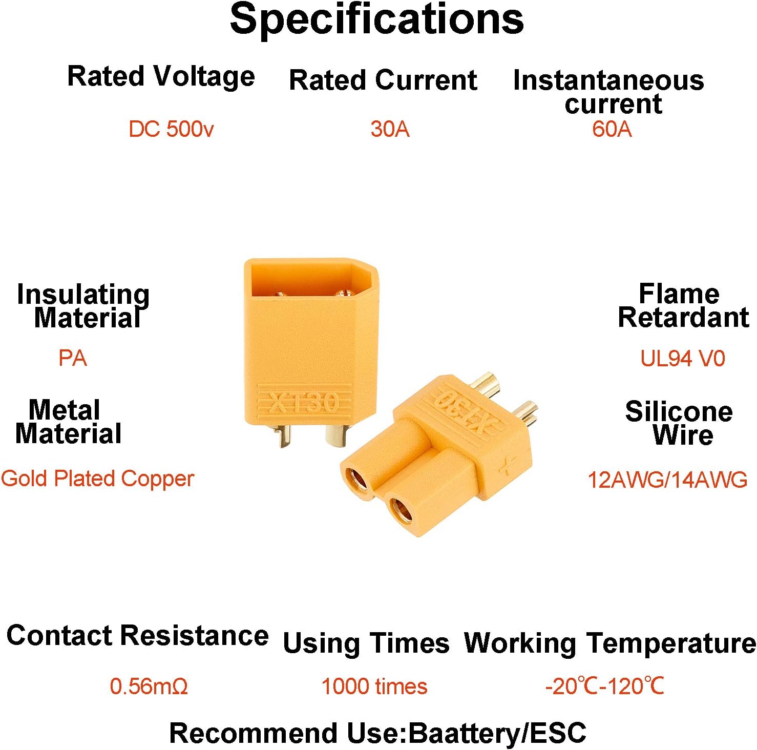 20 Pairs XT30 Connectors Male and Female Connectors Plugs with 2 Pieces Shrink Tubing for RC Battery: Toys & Games