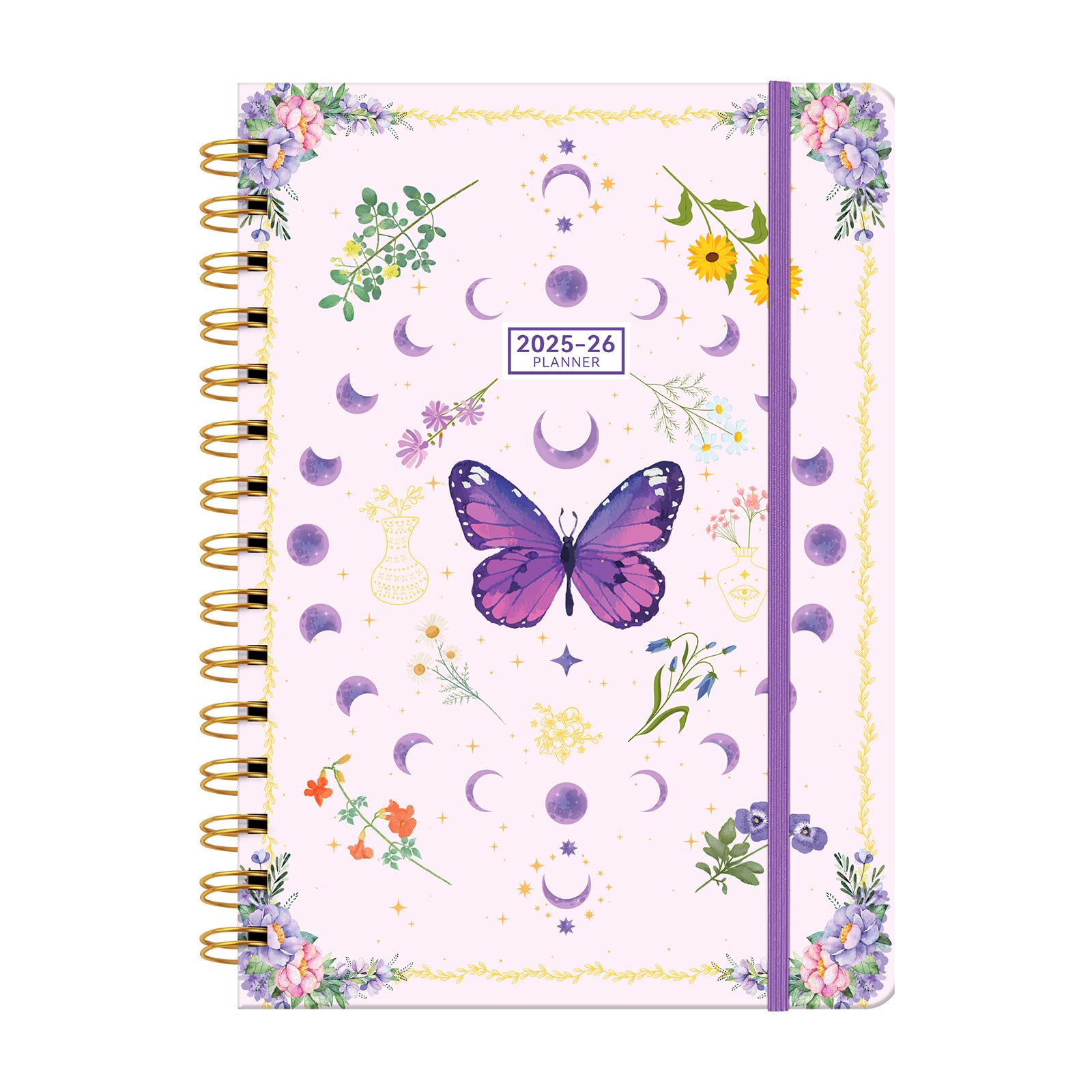 Photo 1 of 2025-2026 Planner Weekly & Monthly Agenda Book, Spiral Daily Planner Hardcover, 2025 To Do List Notebook with Monthly Tabs, Pocket, Elastic Closure, Thick Paper(6 * 8.5) Butterfly