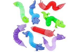 MCPINKY 8PCS Animal Pop Tubes, Mini Sensory Fidget Toys Dinosaurs Dolphins Stress Relief Pop Tubes for Kids Autism Party Favors，Easter Basket Stuffers for Kids,Easter Egg fillers,Easter Egg Stuffers