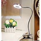 6W LED USB Dimmable Clip on Reading Light,Clip Lamp Fitting for Book Piano Bed Headboard Desk,Eye-care Warm/Cool Light Colour (Silver)
