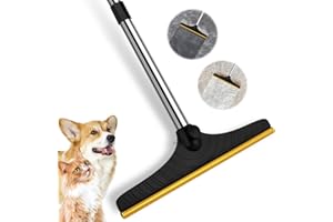 TIANQIN WY 5FT Carpet Rake Pet Hair Remover, Reusable Carpet Rake with Telescopic Handle for Pet Hair Removal Tool Dog Cat Fur Remover Broom for Rugs, Mats, Beds, Stairs (Black)