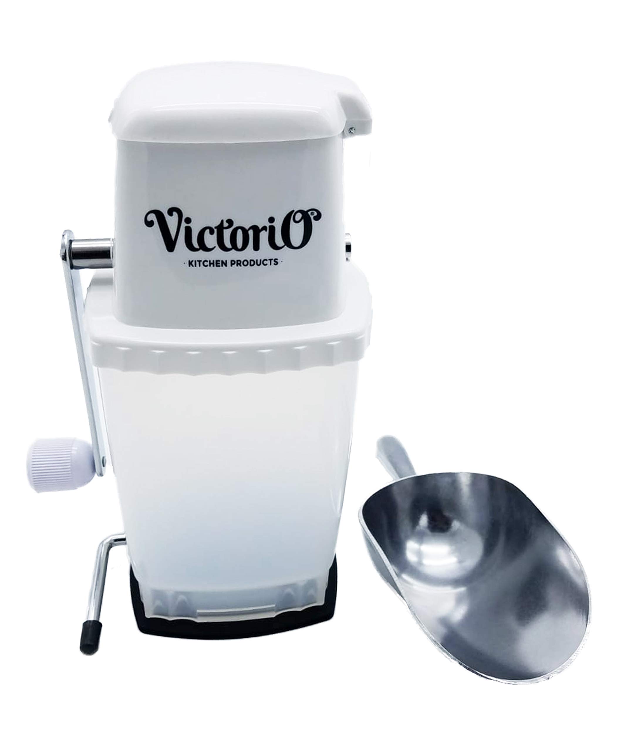 Portable Hand Crank Ice Crusher by VICTORIO VKP1126 bundled with 12 oz. (ounce) CRESTWARE Cast Alumi