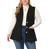Agnes Orinda Plus Size Utility Vest for Women Lapel Sleeveless Lightweight Casual Suede Vests Jacket