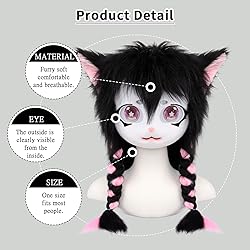 hbbhml Animal Cat Head Mask Fursuit Cute Plush