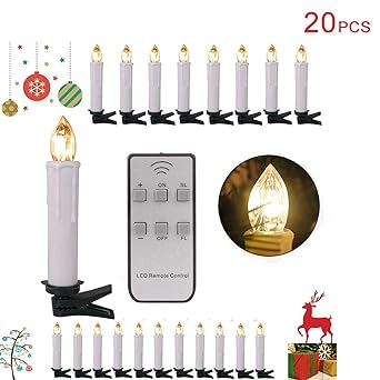 Forever Speed 20/30/40/50/60er LED Lichterkette Kabellos Weihnachtskerzen Christbaumschmuck Weihnachtsbaumbeleuchtung 20*weis