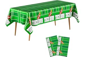 KQNBI Football Tablecloth Football Party Decorations Football Table Cloth Disposable Plastic 2 Pack 54" X 108" Touchdown Table Cover for Football Birthday Supplies Superbowl Game Tailgates Party Decorations