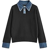 GUNEST Womens Oversized Sweater Cozy Chunky Long Sleeve Mock Turtleneck V Neck Button Down Denim Polo Pullover Tunic Sweaters
