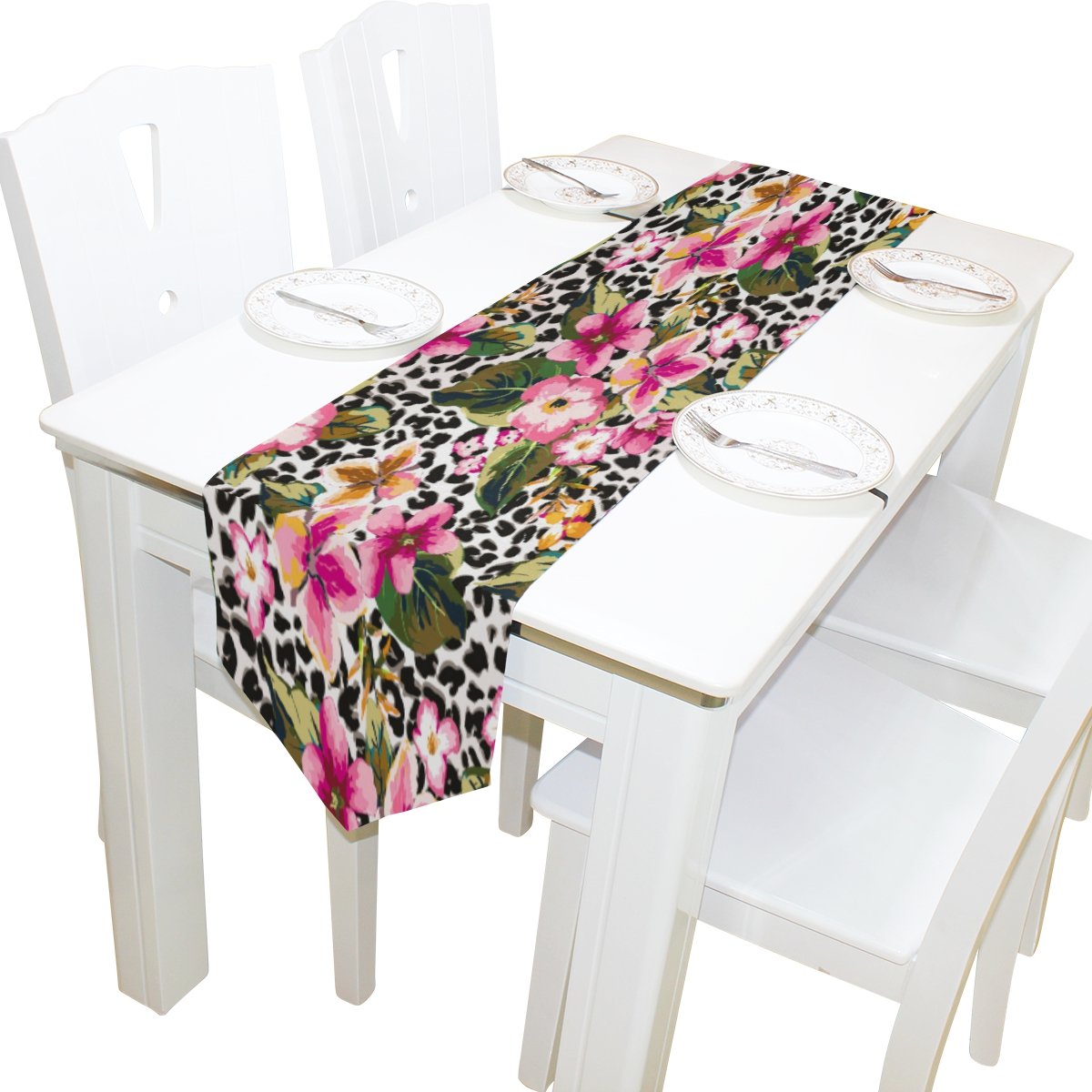 Amazoncom ALAZA Table Runner Home Decor Tropical Flower With