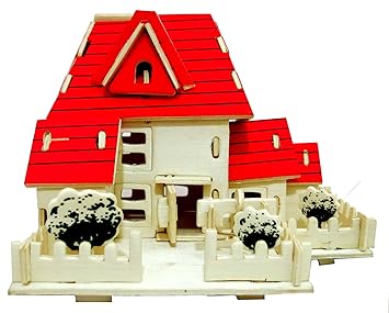 Fabrilla DIY 3D Wooden Puzzle Game Toys - Happy House