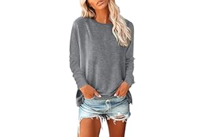 Ollysqiar Womens Tops,Women's Long Sleeve Henley T Shirt Button Down Slim Fit Tops Scoop Neck Tunic Ribbed Knit Shirts Blouse