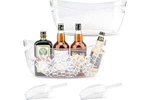 2Pcs Clear Ice Buckets for Parties, 5.5L Acrylic Champagne Bucket with Scoop, Mimosa Bar Supplies, Plastic Tub for Drinks, Co